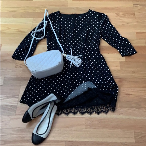 Forever 21 Dresses & Skirts - Polka dot Lace trim Black/White dress